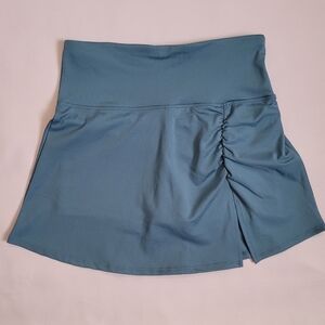Green A-Line Mini Skirt with Ruched Detail